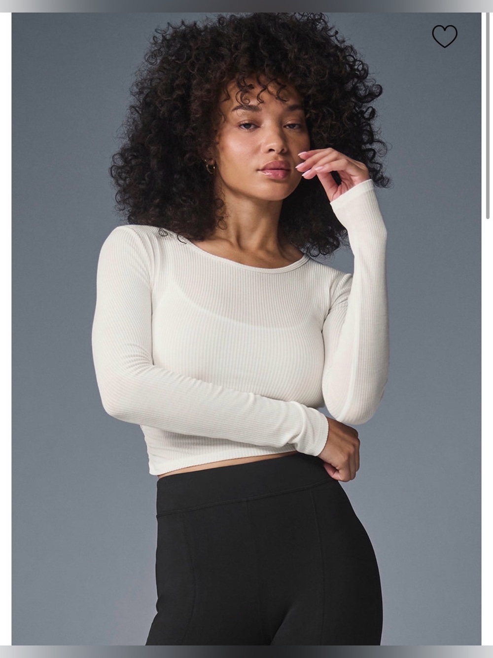 ALO Yoga Ivory Gather Long Sleeve Crop Top XS